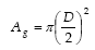 Ag uguale pi greco per (D diviso 2) al quadrato